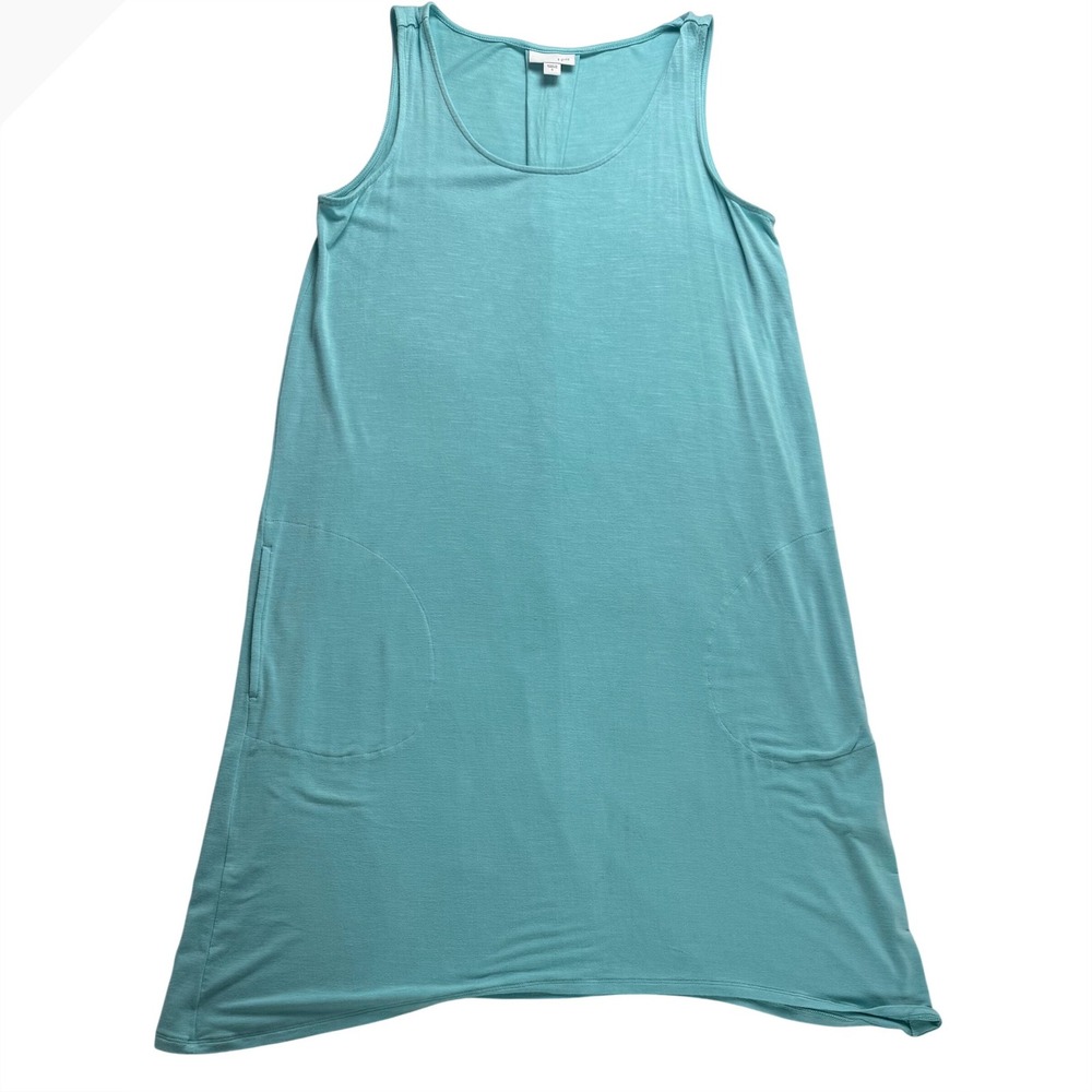 J.Jill Womens Small Aqua Turquoise Sleeveless Knit Pocket Sharkbite Dress  Beach